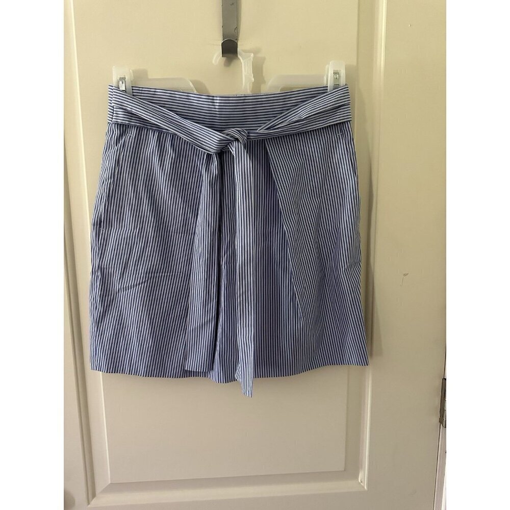 J.CREW women’sB lue Striped Front Tie Skirt Size 4